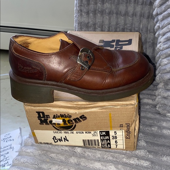 Y2 K DR MARTENS APRONMONK PLATFORM BROWN LEATHER SZ 7 EURO 5 - Picture 3 of 6